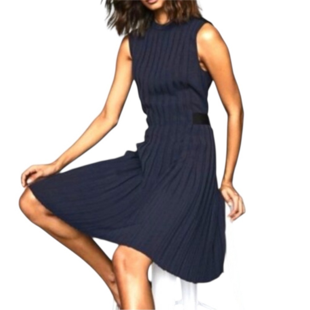 Reiss Linnea Pleated Sleeveless Dress, NWT, Navy, size 12